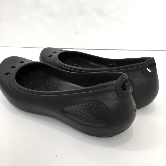 Crocs Kadee Cutout Details Slip On Comfort Black Rubber Slip On Ballet Flats - Picture 9 of 14